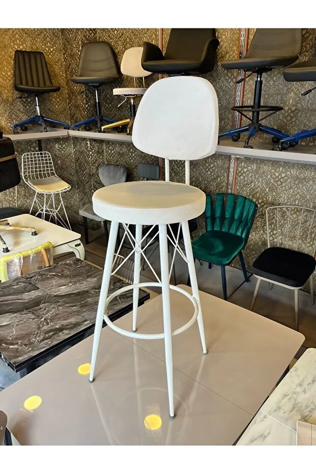 Dolce Bar Sandalyesi 65 Cm Ekru Babyface Kumaş.90 ile 99 cm arası Ada&Masalara uyumlu